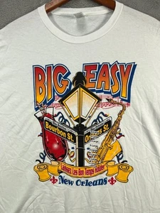 New Orleans Big Easy Bourbon St weiß T-Shirt XL LAISSEZ LES BON TEMPS ROULER - Bild 1 von 9