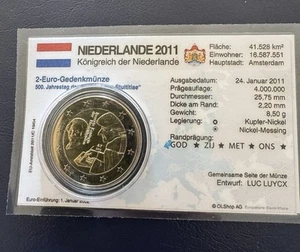 2 Euro Gedenkmünze Niederlande 2011 Erasmus von Rotterdam unz - Bild 1 von 1