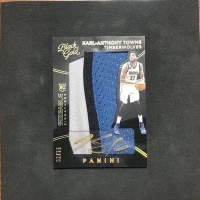 2015-16 Oro Negro Firma Tamaño Novato Autógrafo Karl-Anthony Towns/25  Foto 1 de 4