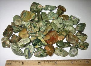 45 TUMBLED POLISHED NATURAL 0.6"- 1" RAINFOREST JASPER STONE MINERALS 209.6grams - Picture 1 of 4