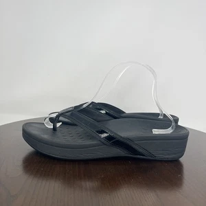 Sandalias Vionic de marea alta para mujer 11 negras plataforma cuña tanga chanclas cómodas - Imagen 1 de 21