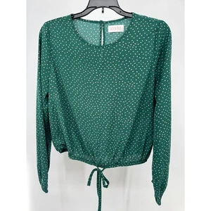 Blusa corta Vixbe para mujer cuello redondo ojo de cerradura espalda manga larga talla S verde nueva con etiquetas - Imagen 1 de 2