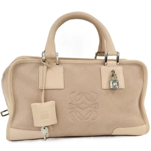Loewe Amasona 28 Handbag Leather Suede Pink - Picture 1 of 10