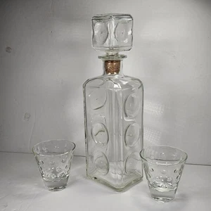 1960s Harper GLASS LIQUOR DECANTER Whiskey Bourbon 2 Glasses MID CENTURY MODERN - Picture 1 of 23