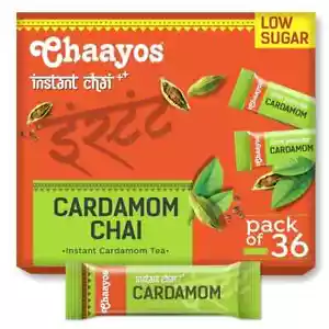 Chaayos Instant Tea Premix Aroma Cardamomo - Tè a basso contenuto di zucchero/istantaneo (36 bustine) - Foto 1 di 4