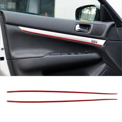 Cubierta de tira de puerta delantera de fibra de carbono roja para Infiniti G37 sedán 2010-2013 2* Foto 1 de 4