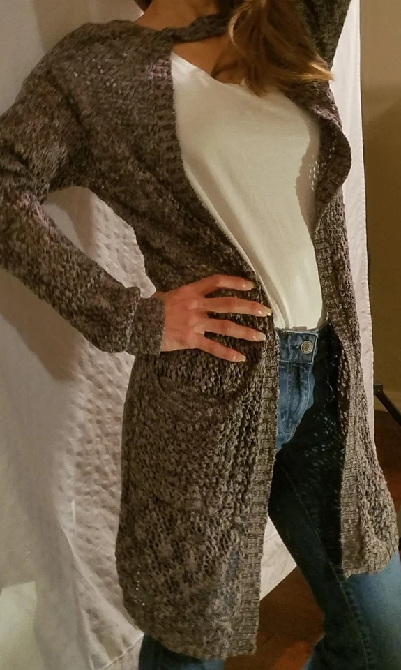 MATERIAL NIÑA MANGA LARGA GRIS CÁRDIGAN SUÉTER FRENTE ABIERTO CUELLO FALSO S PEQUEÑO Foto 1 de 4