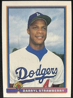 1991 Bowman #609 Darryl Strawberry Los Angeles Dodgers E1 - Image 1 of 2