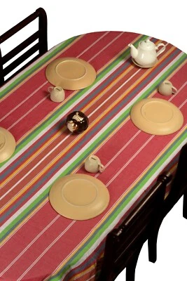 Sunshine Stripes Cotton Tablecloth, Rectangular Tablecloth, 100% Cotton - Image 1 of 4