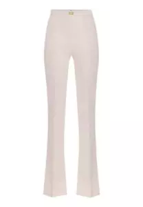 NUEVO CON ETIQUETAS PANTALÓN ACAMPANADO ELISABETTA FRANCHI BUTTER CREPÉ CON PLACA LOGO PA07951E2 - Imagen 1 de 4