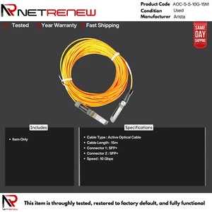 Arista Geniune Networks AOC-S-S-10G-15M 10G SFP+ Optical Cable - Picture 1 of 1
