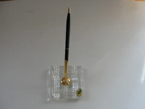 Vintage Waterford Clear Crystal Square Desk Set with Ballpoint Pen - Picture 1 of 5