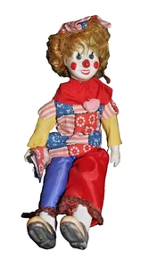 Vintage Clown Doll Ceramic Head Hands Feet Hand Painted Eyes Close RARE - Picture 1 of 4