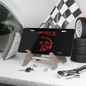 Placa de matrícula de tocador frontal SRT HELLCAT NEGRA Challenger - Imagen 1 de 5