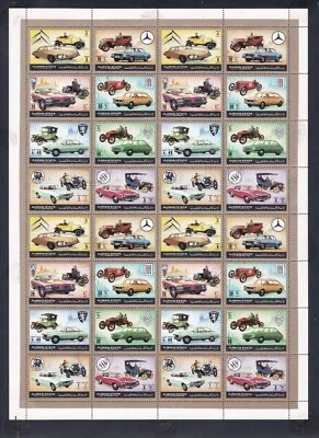 Colección de autos AJMAN STATE 1972 hoja completa sellos decimales antiguos y nuevos CTO #14 Foto 1 de 4