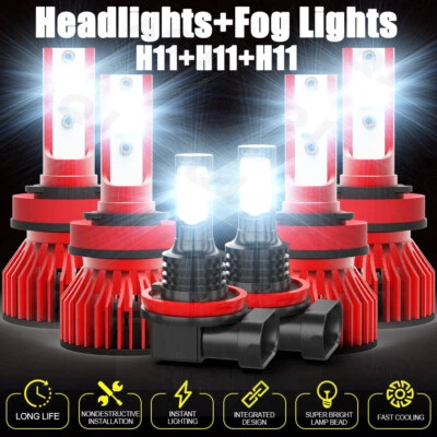 For Infiniti EX35 2008-2010 2011 2012 6000K LED Headlight + Fog Light Bulbs 6X - Image 1 of 4