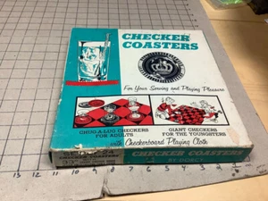 Vintage complete CHECKERS COASTERS 33" BY 33" each checker holds a drink - Picture 1 of 4