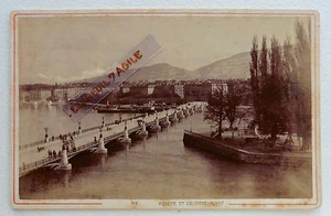 PHOTO ALBUMEN GARCIN JULIEN à GENEVE SUISSE MONT BLANC PONT ILE ROUSSEAU N286 - Imagen 1 de 2