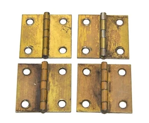4 MATCHING VINTAGE STANELY BRASS FINISH METAL HINGE  1 1/2 X 1 1/2 USED - Picture 1 of 5