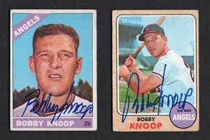 Bobby Knoop Lot of 2 Autographed Baseball Cards 1966 & 1968 Topps - Picture 1 of 2