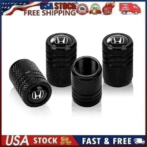 4PCS Metal Car Tire Valve Caps Valve Stem Cover Compatible with Hon-da Black 4 - Picture 1 of 16