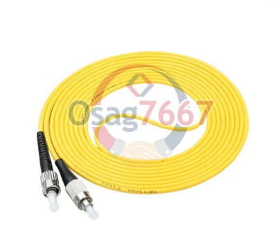 2pcs 15M FC to ST SM Simplex 9/125 3.0mm Fiber Optic Patch Cord Jumper Cable - Image 1 of 4
