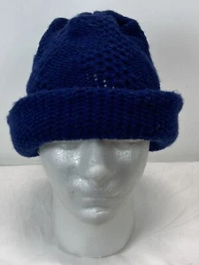 Vtg Knit Hat Women’s One Size Navy Blue Stretch 70s Made In Japan - Picture 1 of 6