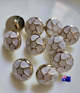 10pcs 18mm Gold Colour White Rhinestones Acrylic Shank Buttons - Picture 1 of 1