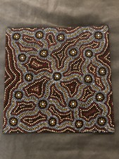 AUSTRALIAN ABORIGINAL SIGNED PAINTING ABORIGINAL ARTIST. ACRYLIC ON CANVAS PANEL