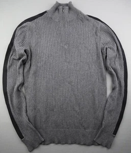 Men's Calvin Klein Ribbed Zipper Mock Neck Sweeter Side Stripe Gray Size M - Picture 1 of 7