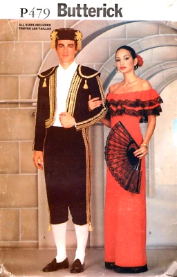 Matador and Flamenco Dancer Costumes Butterick Sewing Pattern P479 3237 - Image 1 of 2