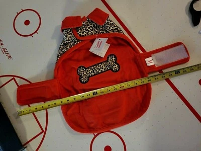 ISAAC MIZRAHI Diseñador de Mascotas Perro Abrigo Chaqueta ROJO Reversible Leopardo Talla Med Foto 1 de 4