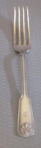 Tiffany & Co Sterling Silver SHELL & THREAD Dinner Fork Pat 1905 mono D 6-7/8" Cover