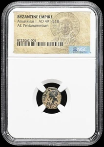 BYZANTINE. Anastasius I. 491-518. Æ Pentanummium, NGC Certified - Picture 1 of 2