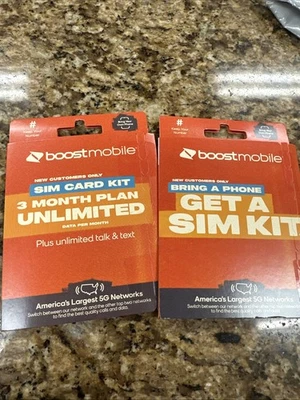 Boost Mobile Sim Card Kit 3 Month Unlimited Talk Text Data  And Starter Kit BYOP - Image 1 of 4