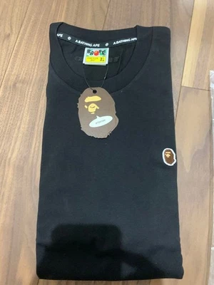 A BATHING APE Black XL T-Shirt Logo Print Wappen Unused Mint - Image 1 of 4