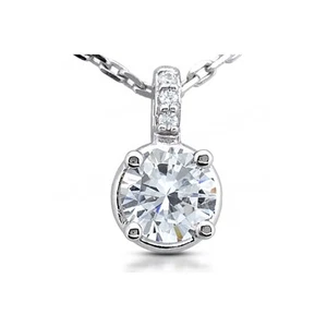 Colgante clásico de oro blanco con diamantes certificados naturales corte redondo D VS2 2,70 ctw - Imagen 1 de 3