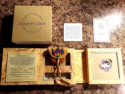 2004 LEWIS AND CLARK COIN & POUCH SET SALISH AND KOOTENAI TRIBE MONTANA "READ" - Image 1 of 4