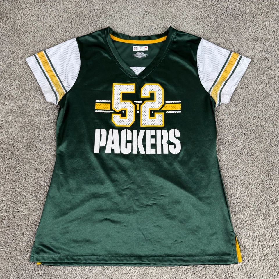 Футболка женская Green Bay Packers большая зеленая белая глина Matthews No52 футбол - Изображение 1 из 4