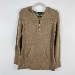 Suéter con Capucha Eddie Bauer Talla Pequeña Mezcla de Lana Marrón Bolsillos - Imagen 1 de 3