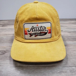 Austin Fliegenangler Mütze Kappe Riemen hinten Herren gelb Cord Patch Fliegenfischen - Bild 1 von 9