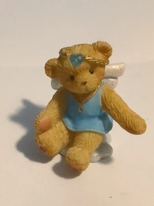 2001 Cherished Teddies Mini Figur Engel auf Wolke Aquamarin März Edelstein - Bild 1 von 5
