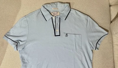 Men’s Light Blue, Navy Tipped Penguin Polo – Size Small ￼ - Image 1 of 4