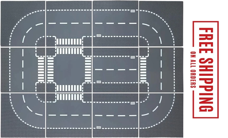 Placas base de carretera para bloque de construcción de carretera de ciudad, 12 placas de calle de ciudad, carretera de 10"X10" Foto 1 de 4