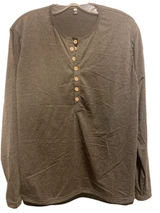 Herren Markenlos Langarm Henley mit Lagenlook Detail Grau/Schwarz Gr. M Neu ohne Etikett - Bild 1 von 6