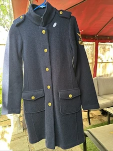 Lauren Ralph Lauren Lambswool Long Coat Women’s Small Navy Blue Military - Picture 1 of 17