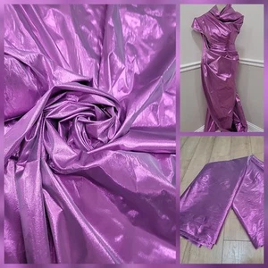 Vintage 90s Purple  Metallic Tissue Lame  Fabric 5 yards ×43" - Picture 1 of 8