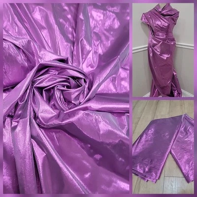 Vintage 90s Purple  Metallic Tissue Lame  Fabric 5 yards ×43" - Image 1 of 4