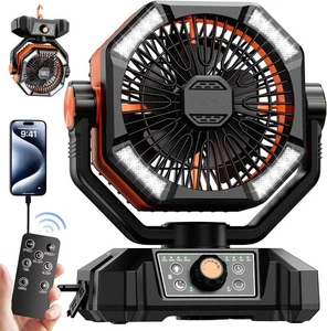New Camping Fan, 20000mAh Oscillating Battery Powered Fan with LED Lantern - Picture 1 of 4