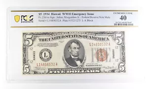 1934 $5 Hawaii FRN Mule WWII Fr#2301 EF 40 PCGS *2507 - Picture 1 of 3